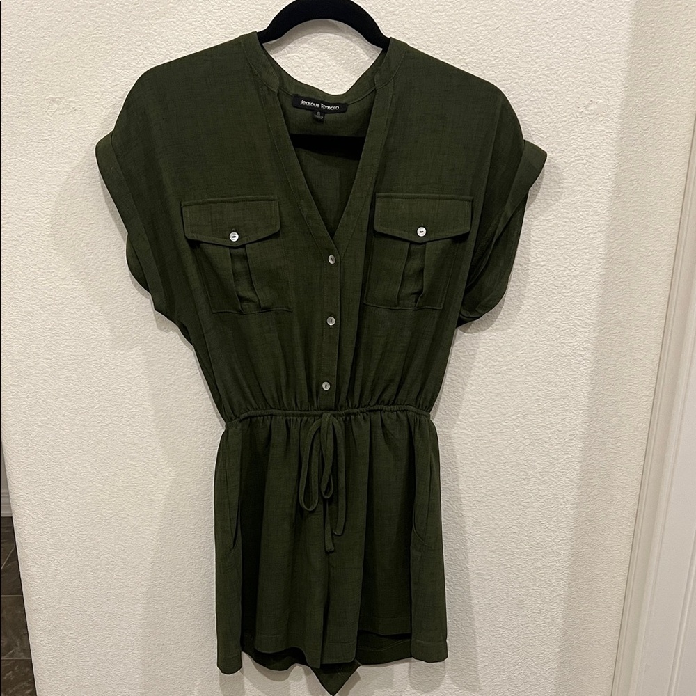 Green Button-Up Romper